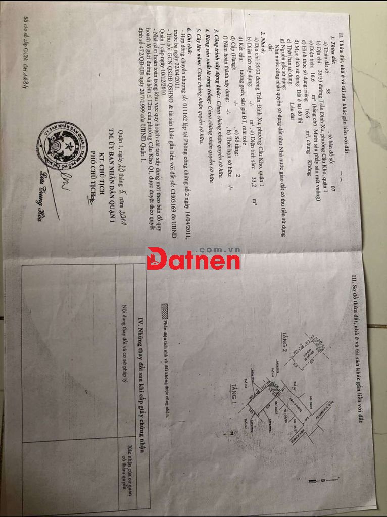 Bán Nhà Quận 1 Gần Trung Tâm Hành Chín