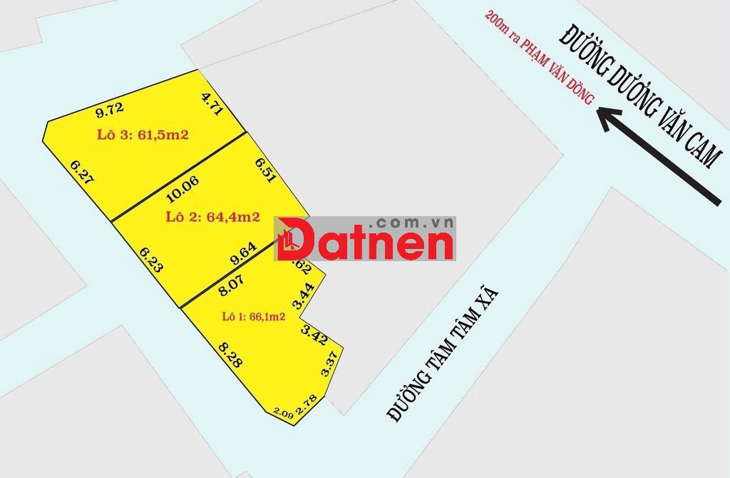 Bán 2 Lô Đất ngay chợ Thủ Đức , 66m2 , giá 5 tỷ 7 TL