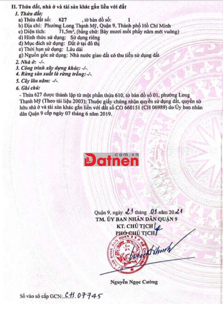 Đất 71,5m2 full TC hẻm xe hơi đường Lâm Viên phường Long Thạnh Mỹ