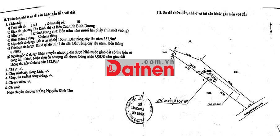 Ngân hàng thanh lý lô đất hẻm ô tô cách QL13 600m giá chỉ 5,4tr/m2