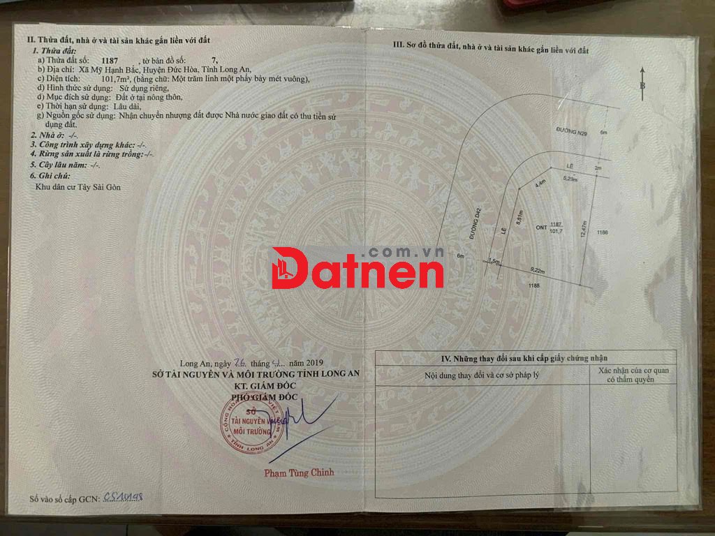 Bán Lô Góc 2 Mặt Tiền Giá Rẻ DT : 9,22x12,47=101,7m2 Giá : 1,35Tỷ Bao