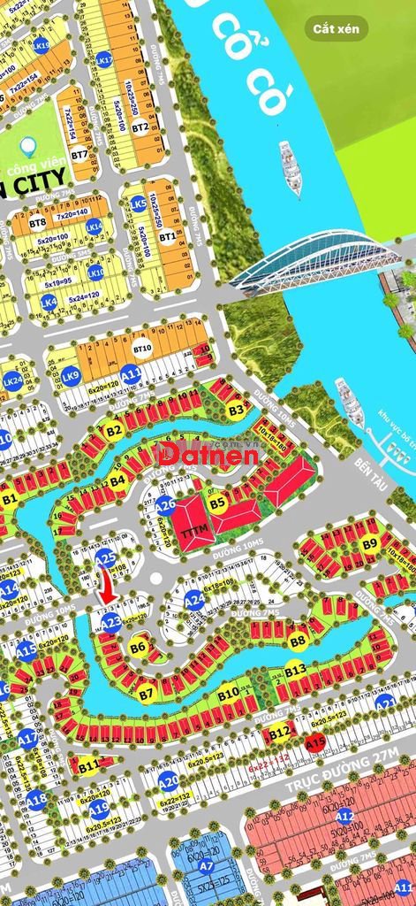 đường 10m5 lề 5m 120m2 ngang 6 thông sông gần tttm