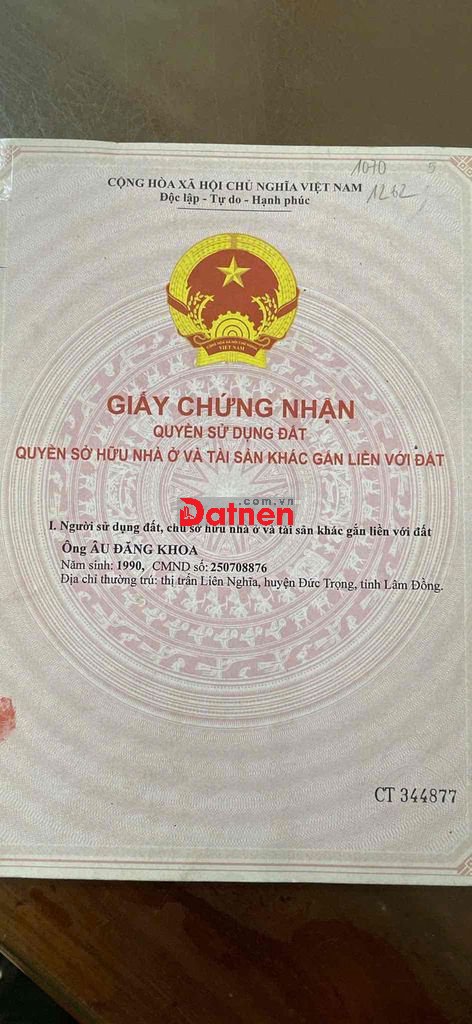 chính chủ bán đất thổ cư xã Đức Trọng, Lâm Đồng