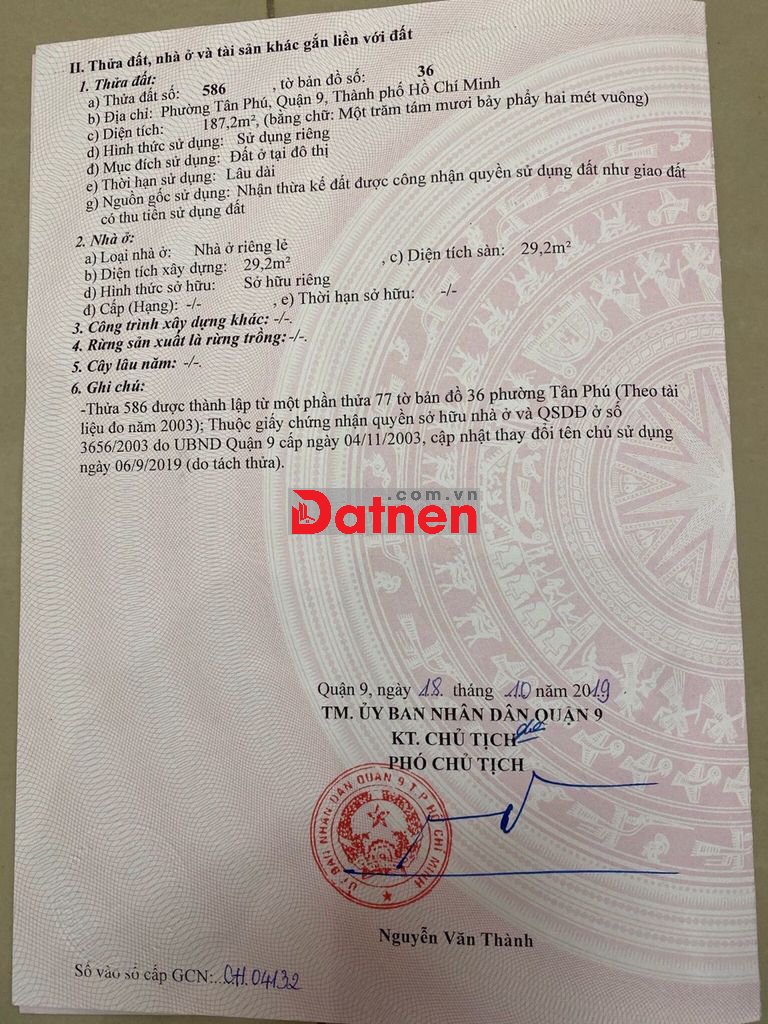 Bán đất MT 225 Hoàng Hữu Nam giá chỉ 117 triệu/m2