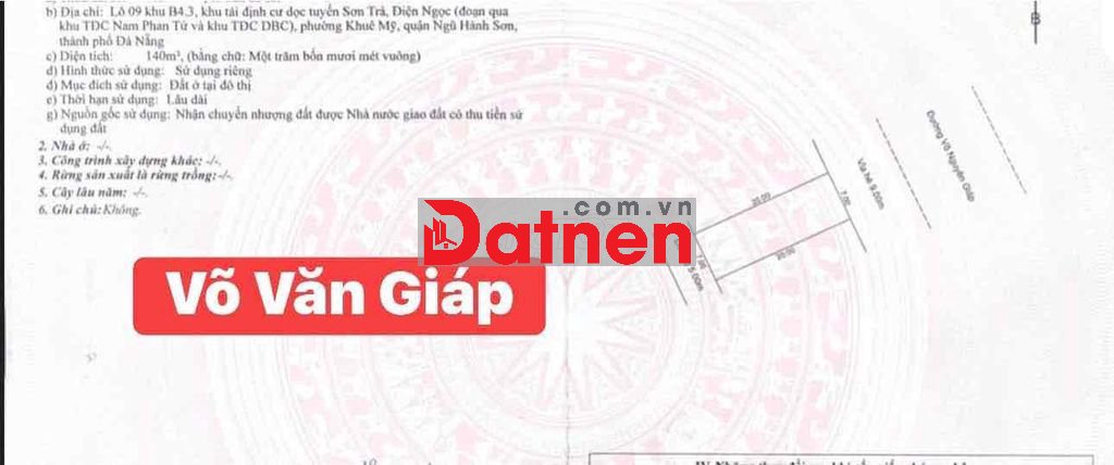 BÁN CẶP liền kề MẶT TIỀN ĐƯỜNG 14m VÕ NGUYÊN GIÁP, Khuê Mỹ, Ngũ Hành S
