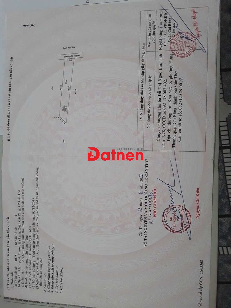 Đất 2 nền liền kề. Kv4, Phường Ba Láng, Q.Cái Răng