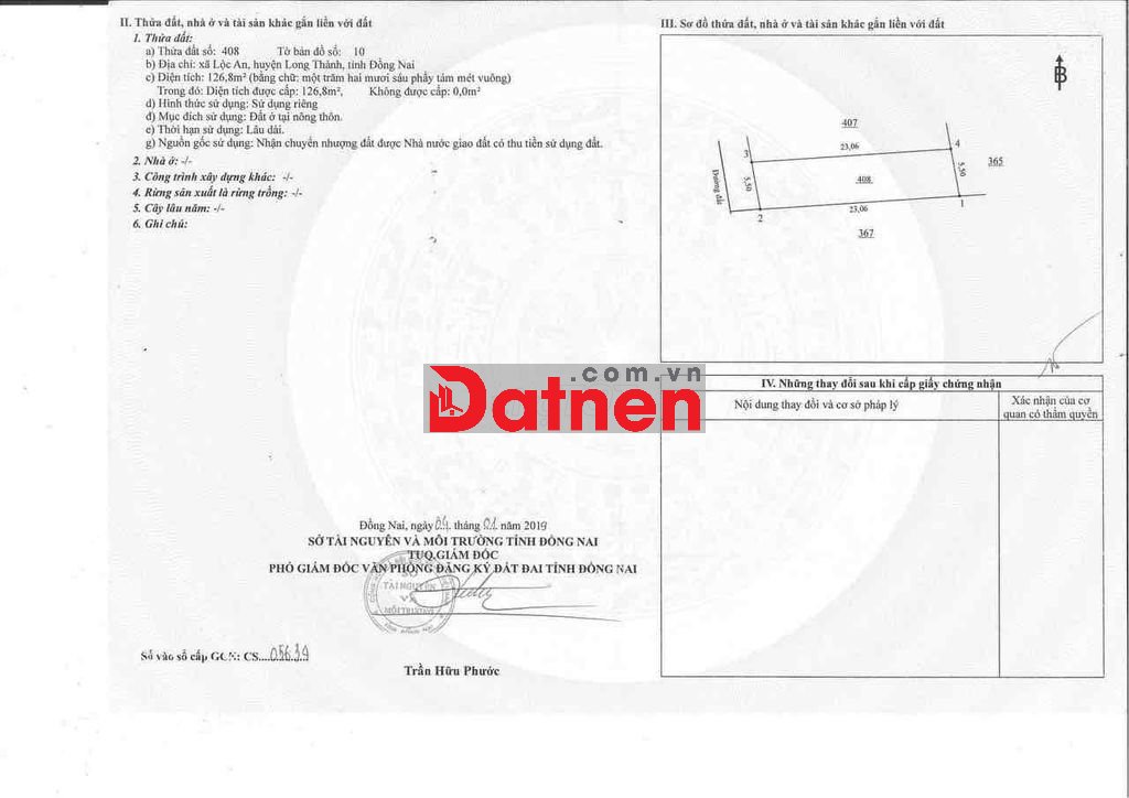 CẦN BÁN ĐẤT THỔ CƯ XÃ LỘC AN, LONG THÀNH, ĐỒNG NAI