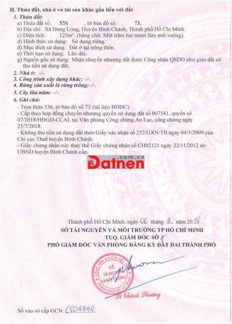 Chính chủ - đất tại Đoàn Nguyễn Tuấn 125m2 giá tốt