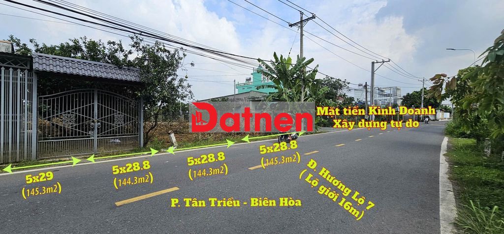 Đất sổ riêng thổ cư mặt tiền hương lộ 7 - P. Tân Triều