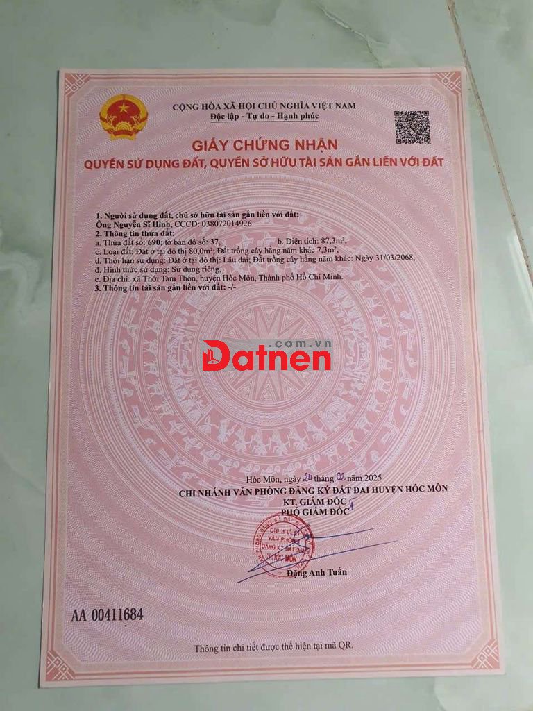 ĐẤT ĐƯỜNG PHÙNG THỊ CHUYỆN, DT:90m2, SỔ HỒNG RIÊNG, CHỈ 3.3 TỶ