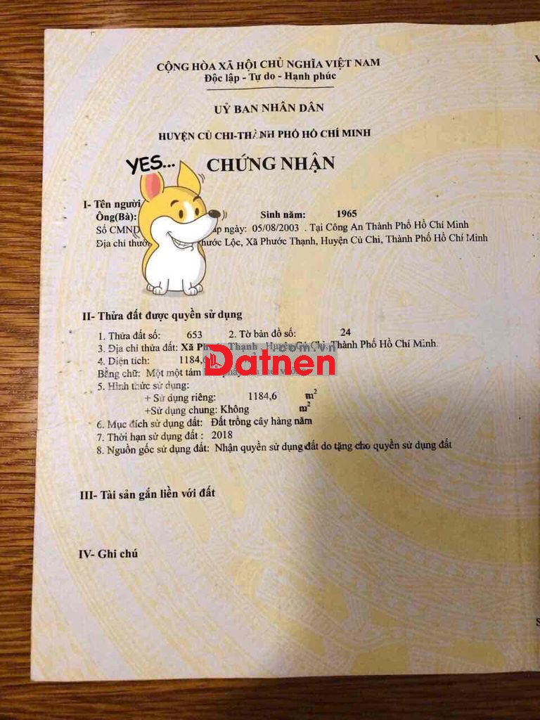 Bán đất Củ chi, sổ riêng giá 2,6t cho gần 1200m2