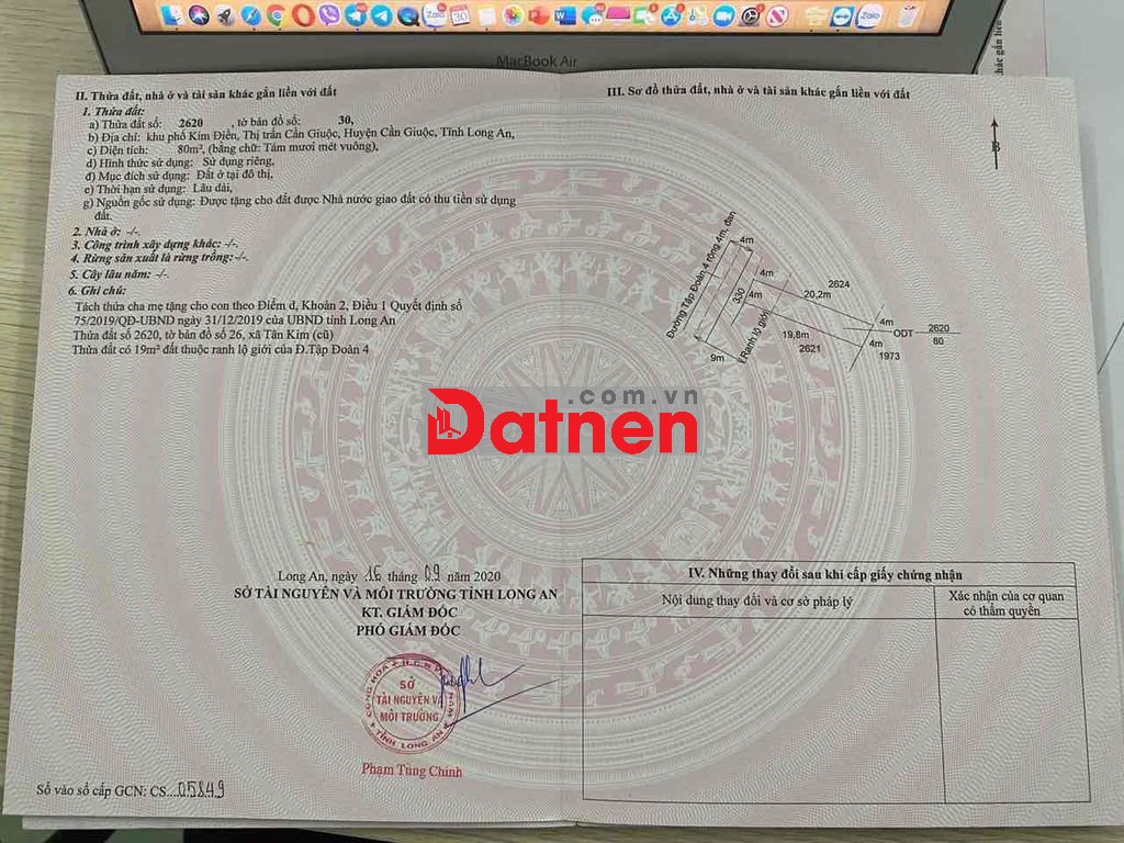 đất đã có sổ, 80m2 mặt tiền đường tập đoàn 4