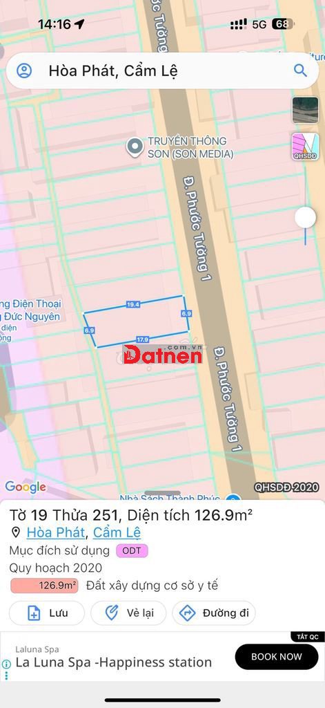 Đất 6m75 x 19 sau bến xe Đà Nẵng