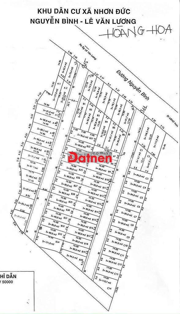 Bán 80m2 KDC Hoàng Hoa cách Nguyễn Bình 30m, xây tự do
