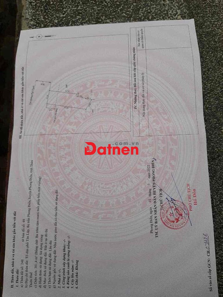 đất quốc lộ Phong điền đại hạ giá