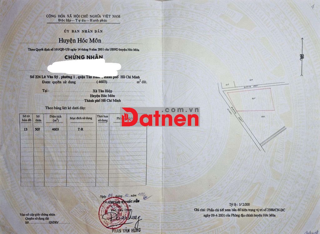 Bán đất vườn 4.603m² tại xã Tân Hiệp, Hóc Môn – Giá siêu tốt