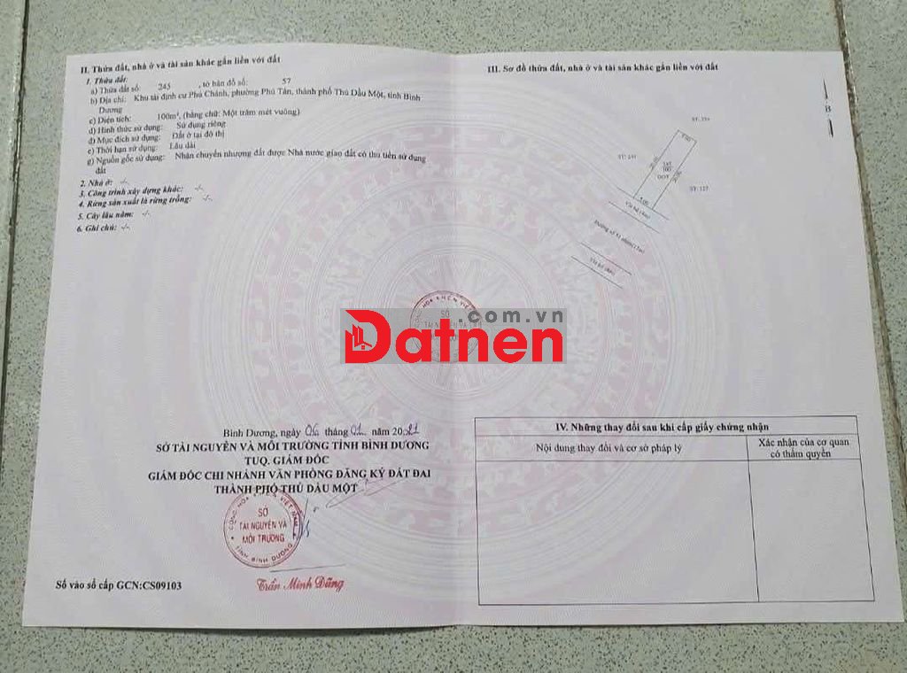 CHÍNH CHỦ BÁN 2 LÔ ĐẤT LIỀN KỀ PHƯỜNG PHÚ TÂN THỦ DẦU MỘT BÌNH DƯƠNG