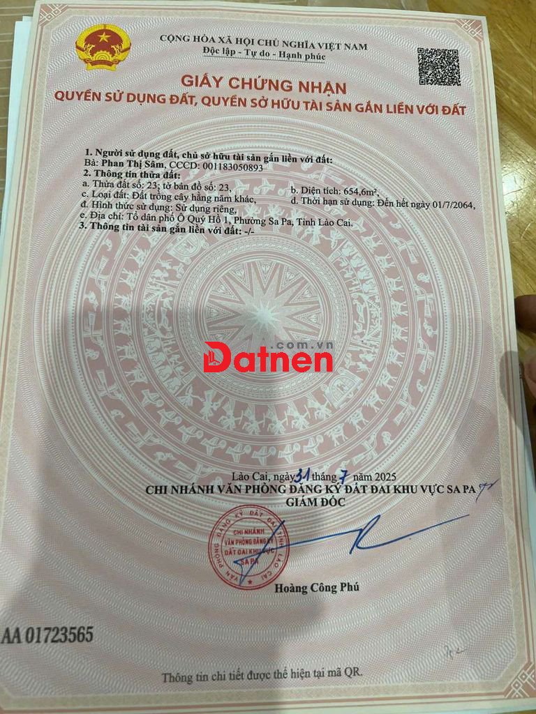 CƠ HỘI ĐẦU TƯ HIẾM- ĐẤT MẶT ĐƯỜNG Ô QUY HỒ, CỬA NGÕ SAPA- LAI CHÂU