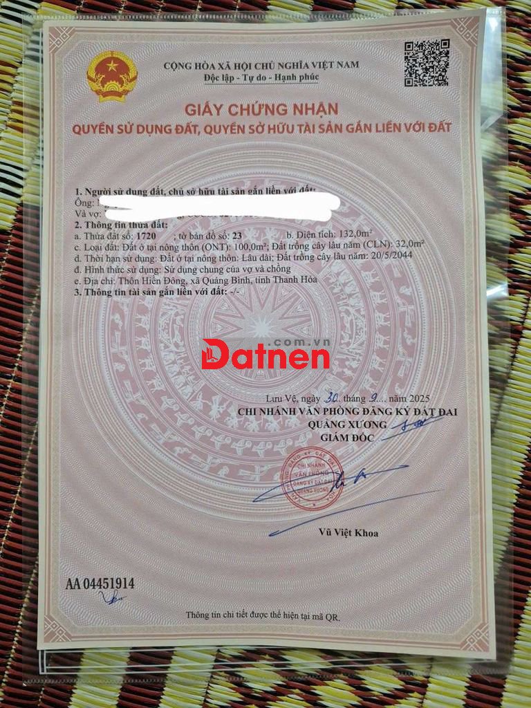 BÁN MẢNH ĐẤT TÂM HUYẾT GIÁ ĐẦU TƯ