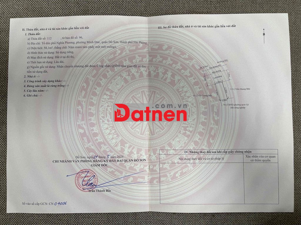 Chính chủ bán lô đất mặt đường 403 tại Minh Đức, Đồ Sơn, Hải Phòng. Di