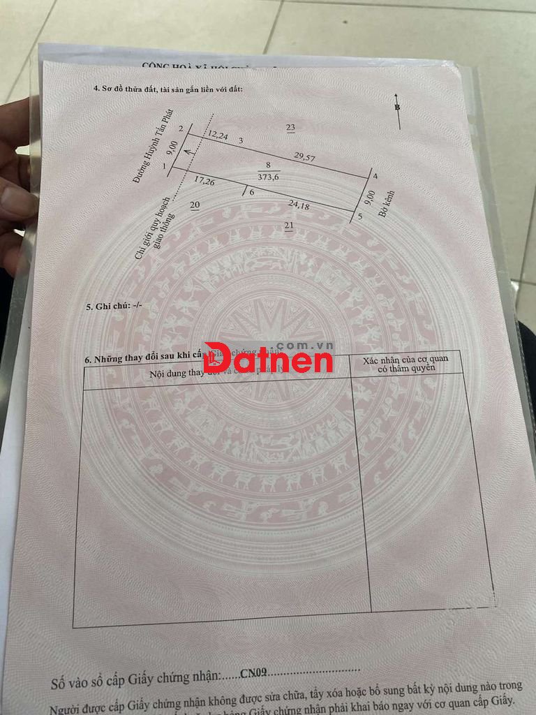 Nền mặt tiền đường Huỳnh Tấn Phát 374 m2