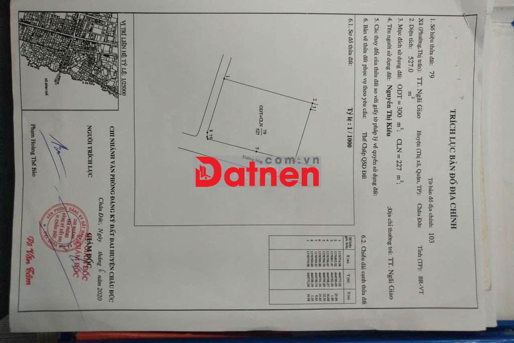 CẦN BÁN ĐẤT THỊ TRẤN NGÃI GIAO( cũ)