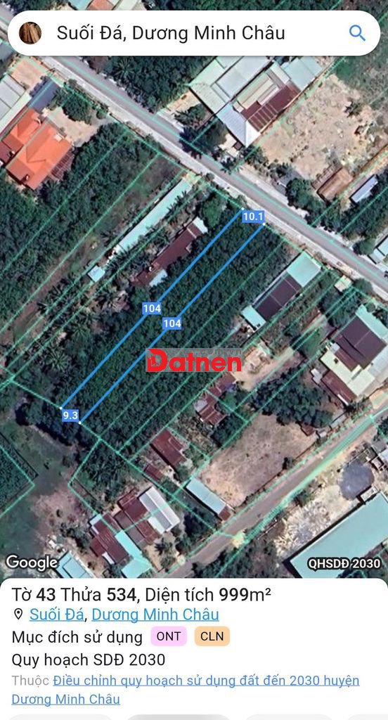 Bán gấp 993,9m2 xã dương minh châu tỉnh Tây Ninh