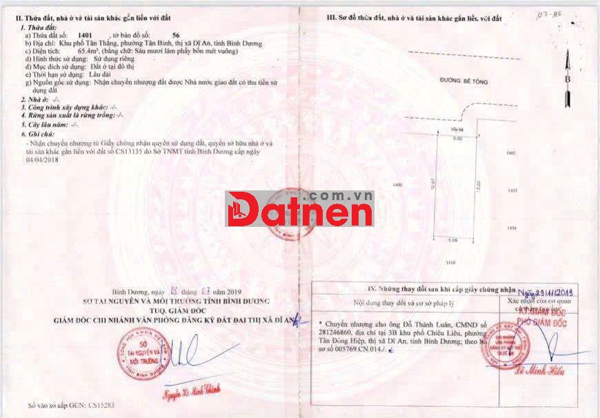 Bán đất BICONSI DĨ AN