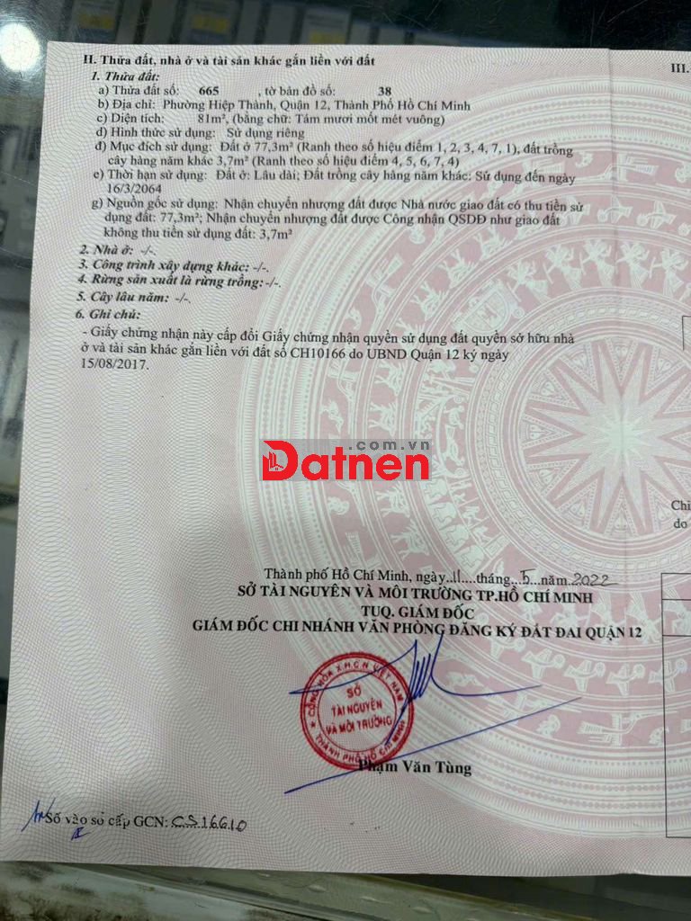 ĐẤT TRẦN THỊ HÈ, DT:81m2, SỔ HỒNG RIÊNG, GIÁ 4.1 TỶ