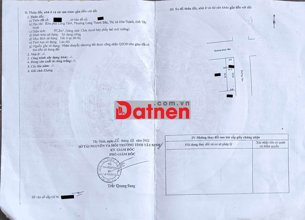 Bán 2 nền đất ngã 4, đường nhựa 10m, cách toà thánh 1klm