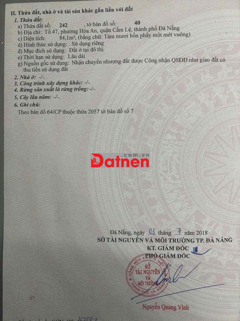 Đất sổ đỏ 84m2 đường Tôn Đản, Đà Nẵng