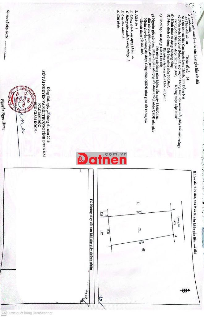 Đất sổ đỏ 1061m² cách cổng sau sân bay Long Thành khoảng 6 km