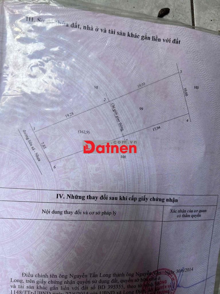 CHÍNH CHỦ - Cần bán lô đất nền diện tích 345m2 có sổ đỏ - xã Long Định