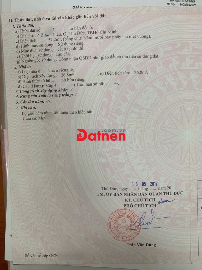 Lô đất phù hợp làm nhà ở/đầu tư tại Ngô Chí Quốc, Bình Chiểu, Thủ Đức