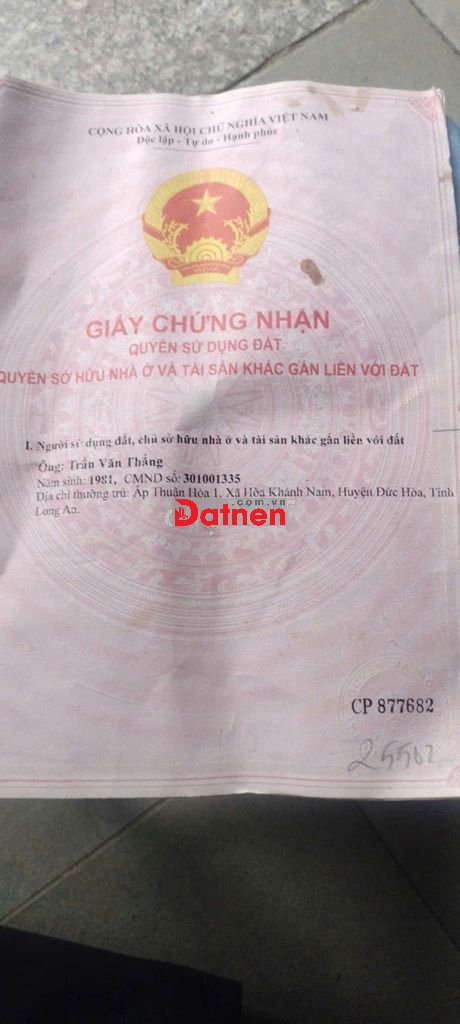 Cần bán gấp đất full thổ cư nở hậu 135m