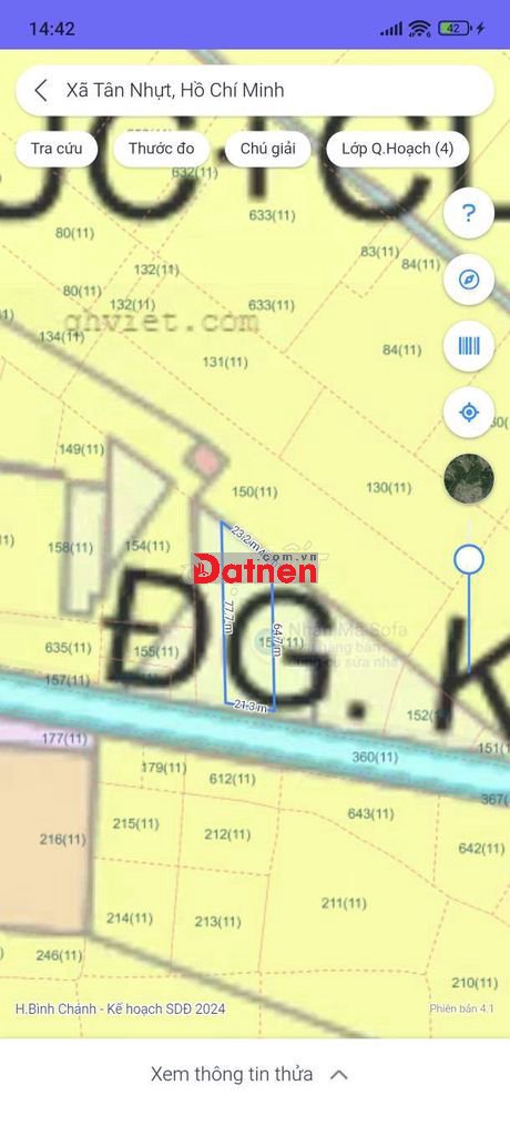 Bán đất vườn mặt tiền đường kênh 8. DT 4250m