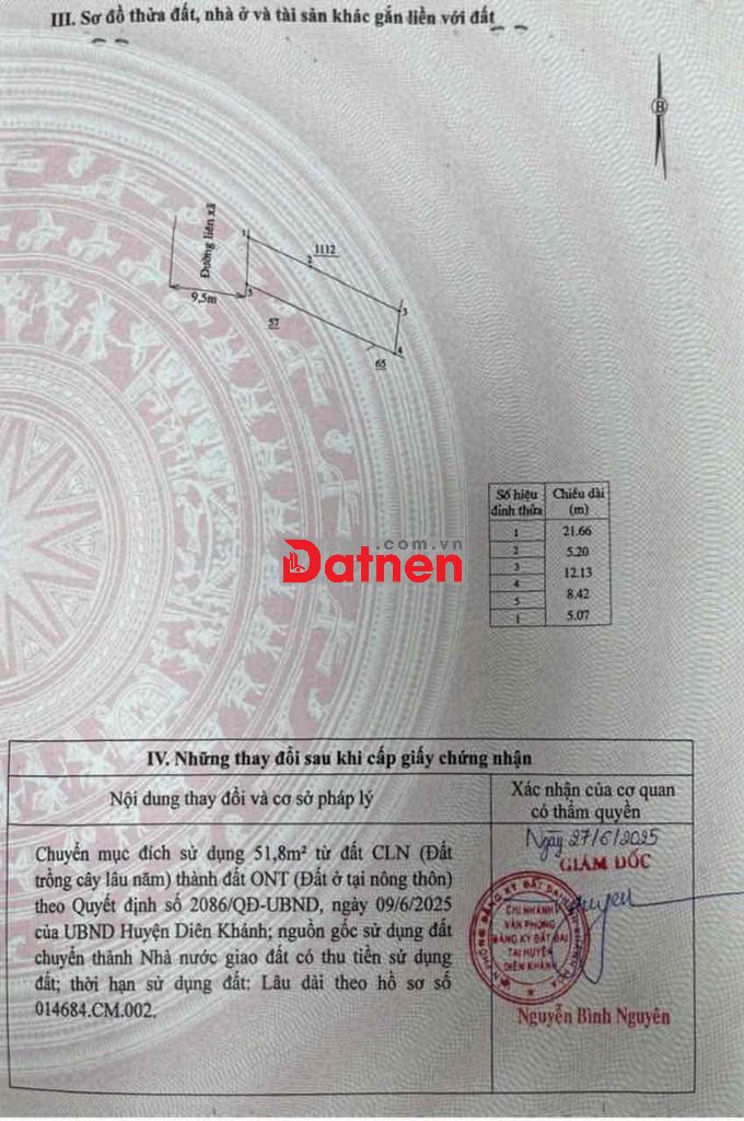 Bán Đất Mặt Tiền Bà Đề Diên An Diên Khánh Đất Kinh Doanh