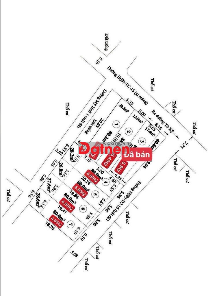 Đất thổ cư đường 5m bê tông 1 xoẹt Tô Ký, 6 lô, 4.85 tỷ