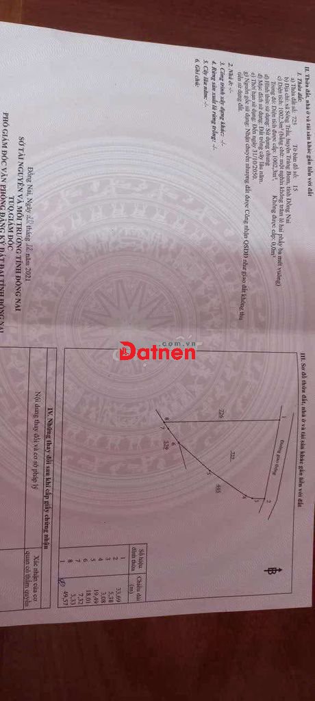 Bán lô đất 1000 ngay xã sông trầu trảng bom