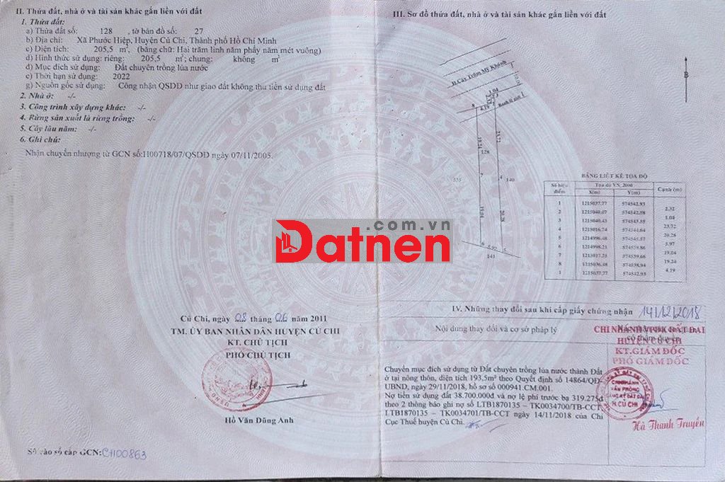 Bán đất thổ cư 205m2 Giá 1tỷ380 MT Cây Trôm Mỹ Khánh ngay Vành Đai 4