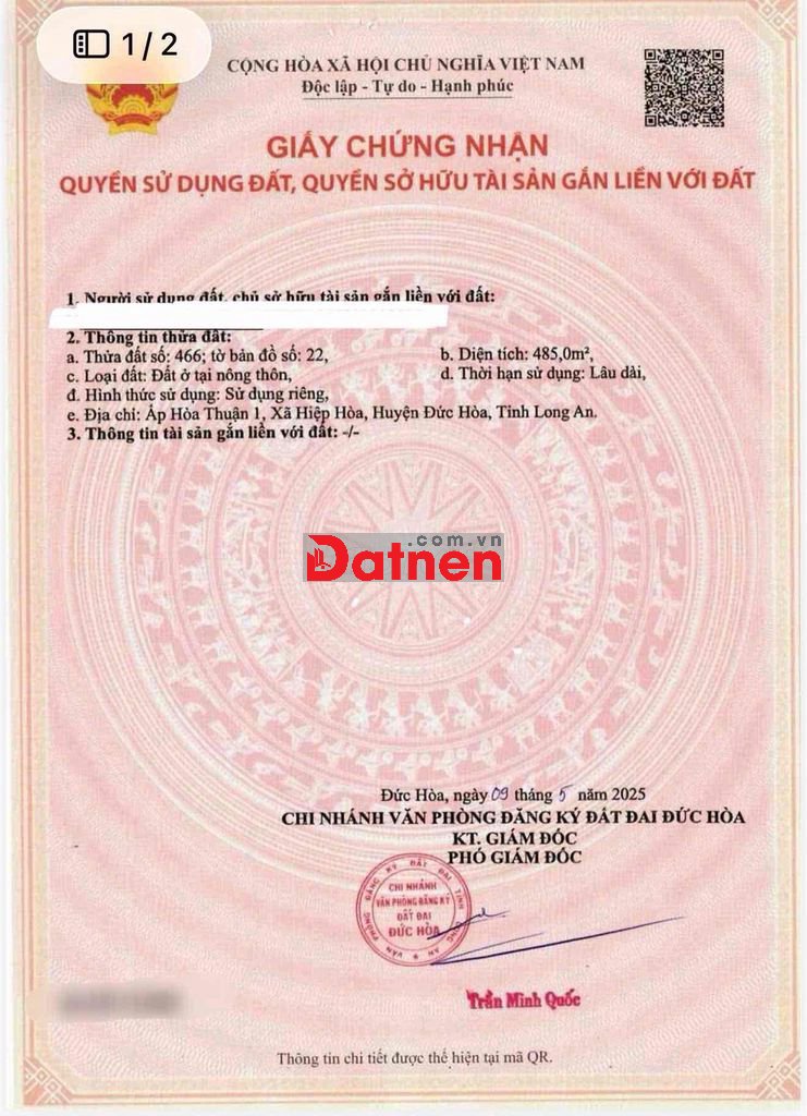 CHÍNH CHỦ BÁN 3 LÔ ĐẤT THỔ CƯ LIỀN KỀ – ĐỨC HÒA – GIÁ 5,3 TỶ