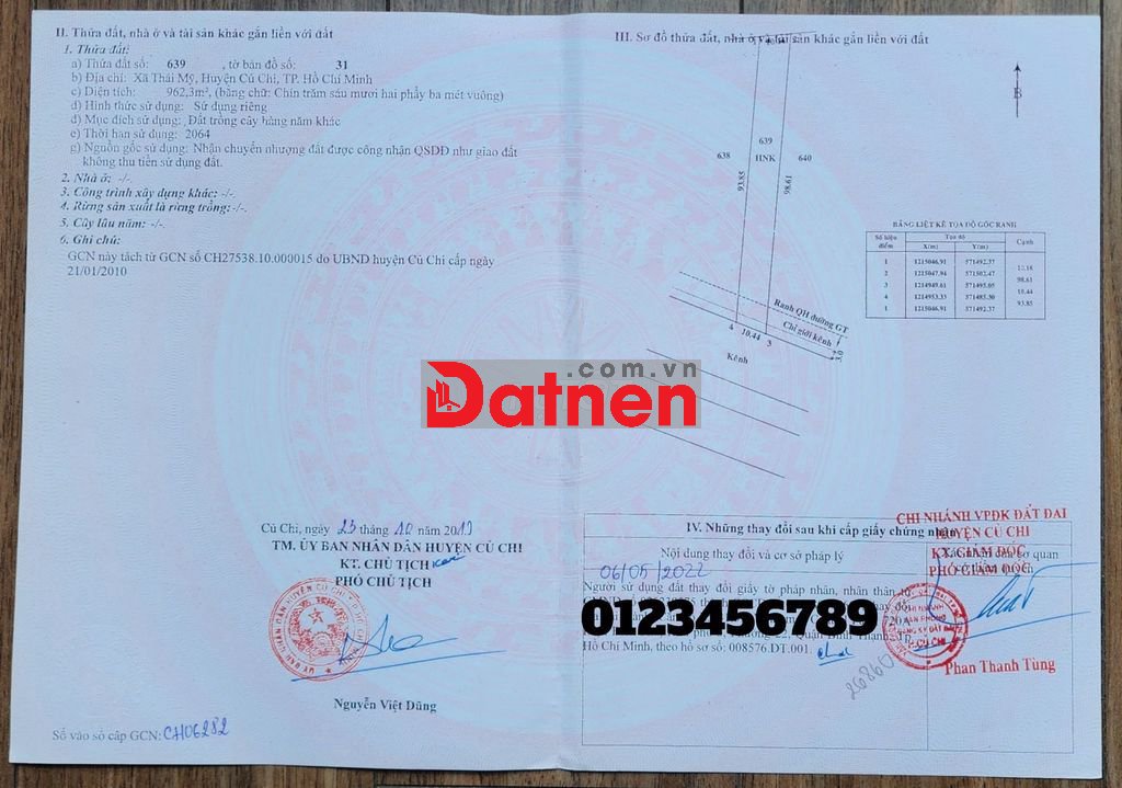 Chỉ 1.17tr/m, Thái Mỹ, Củ Chi. QH đất ở