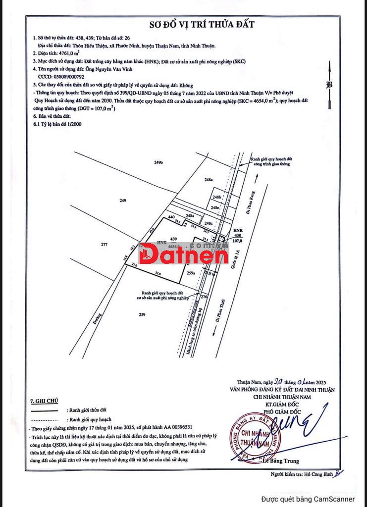 Bán lô SKC 4.761m2 tại Ninh Thuận