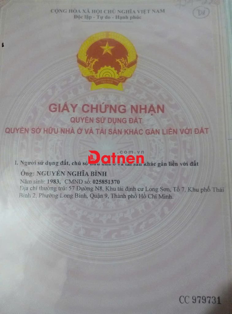 Bán đất 65m2 đường lò lu, quận 9