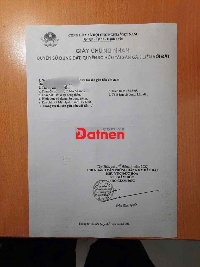 6.5❌24m, BÁN ĐẤT THỔ CƯ, HXH, NGUYỄN VĂN DƯƠNG, ĐỨC HOÀ, LA, 1 TỶ 1 TL