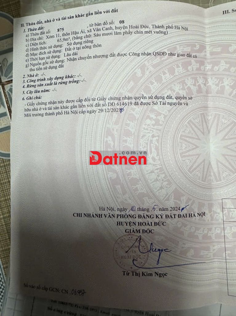 Đất Hậu Ái Vân Canh cạnh vành đai 3.5