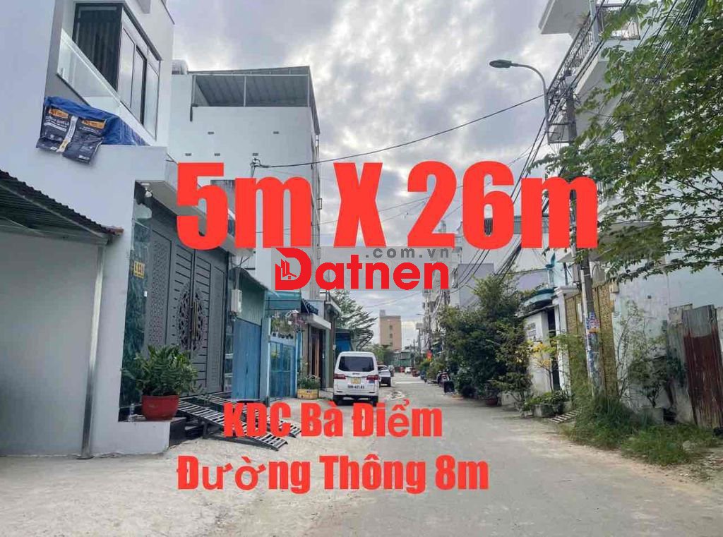 💰5.5 Tỷ Lô Đất 5m X 26m-KDC Bà Điểm-Đường 9m Thông-Gần Chợ Bà Điểm