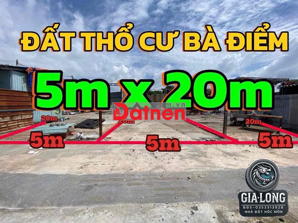 🍀🍀LÔ ĐẤT THỔ CƯ - XÃ BÀ ĐIỂM, GẦN NGUYỄN ẢNH THỦ, HÓC MÔN - CHỦ GỬI