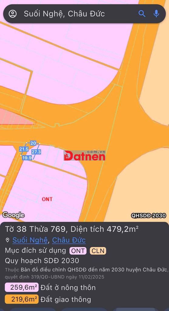 Cần ra lô đất ngay vòng xoay Đức Mỹ (Suối Nghệ địa chỉ cũ )