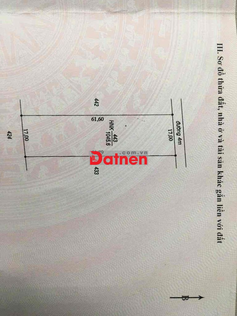 Đất Xã Bình Minh, chỉ 70tr/mét dài 62m